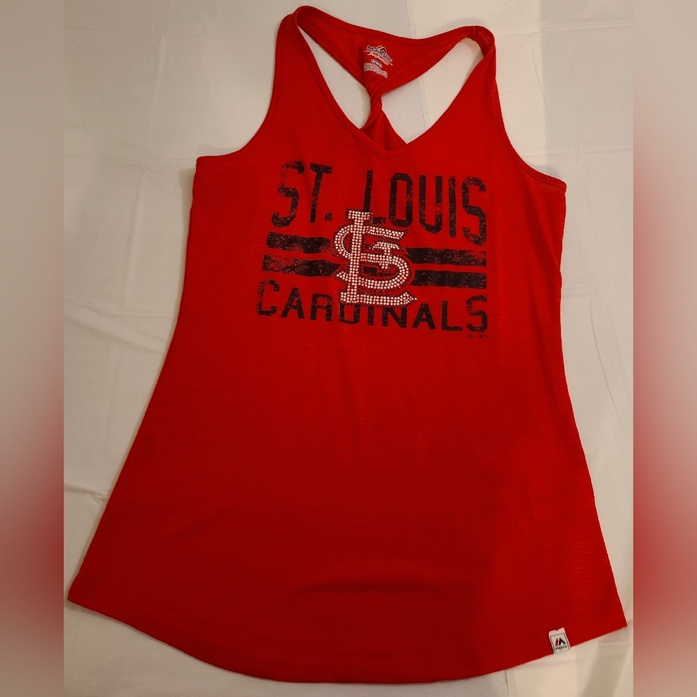 St. Louis Cardinals red twist back tank top with bling STL size Medium